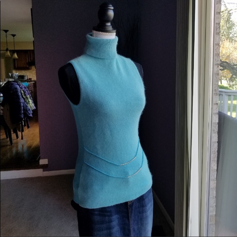 Angora Sleeveless Turtleneck Sweater from Italy